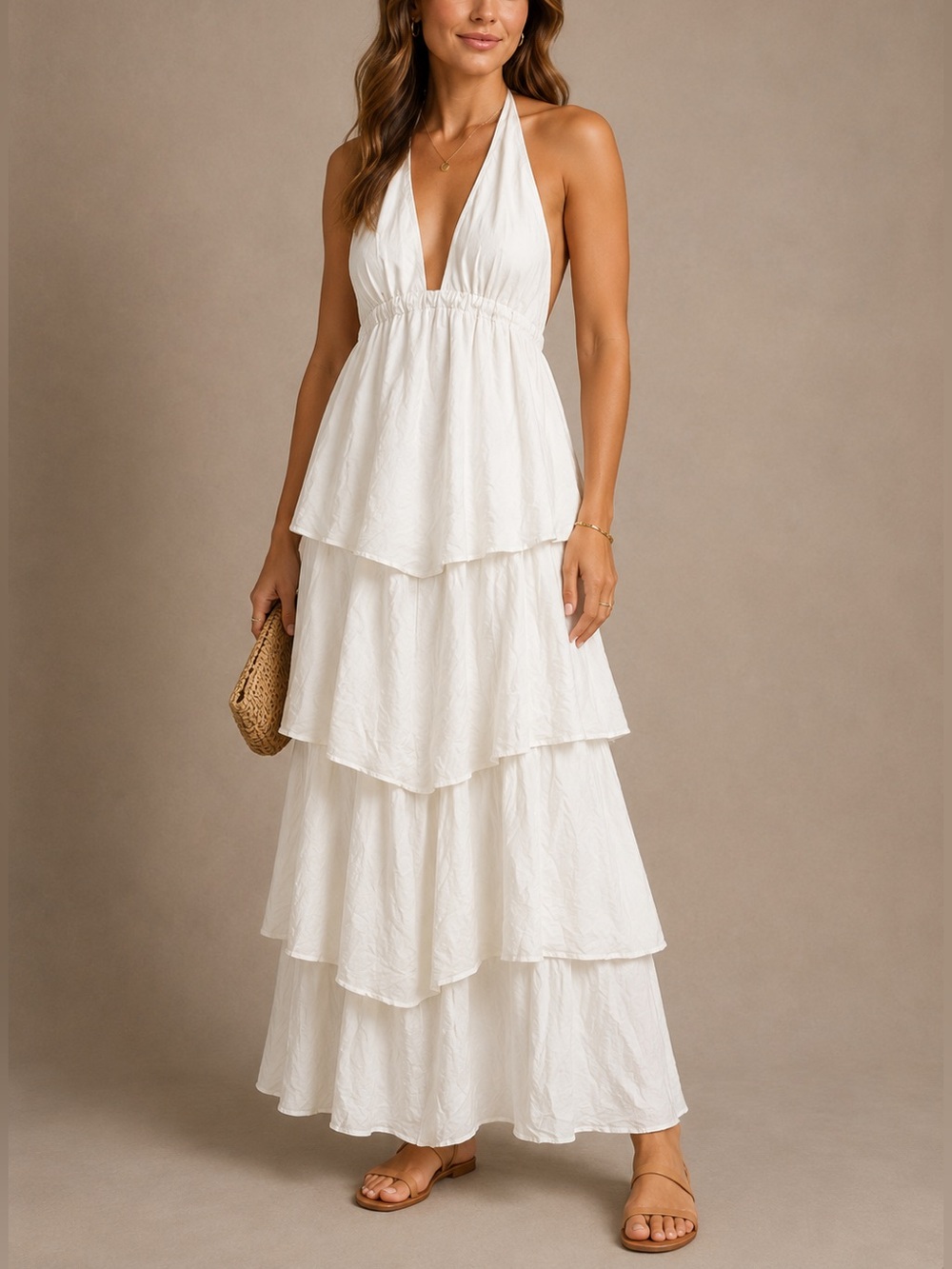 NWT Selfie Leslie Tiered Frill Midi/Maxi Women's Dress Large